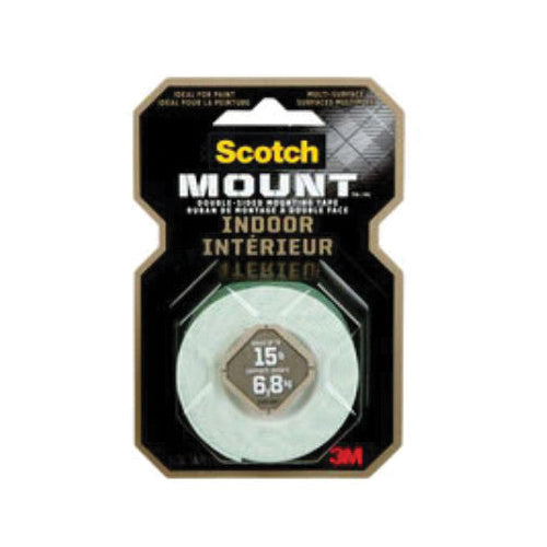 Scotch® Scotch-Mount™ 051131-94836 Double-Sided Mounting Tape, 4.7 mil Thick, 1 in W, 55 in L, White, Acrylic Adhesive