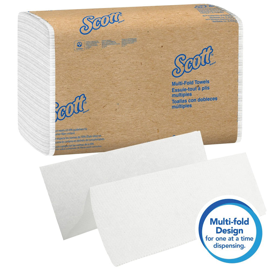 Scott® 01840 Paper Towel, 9.2 in W, 9.4 in L, White, 1-Ply, 16-Towel