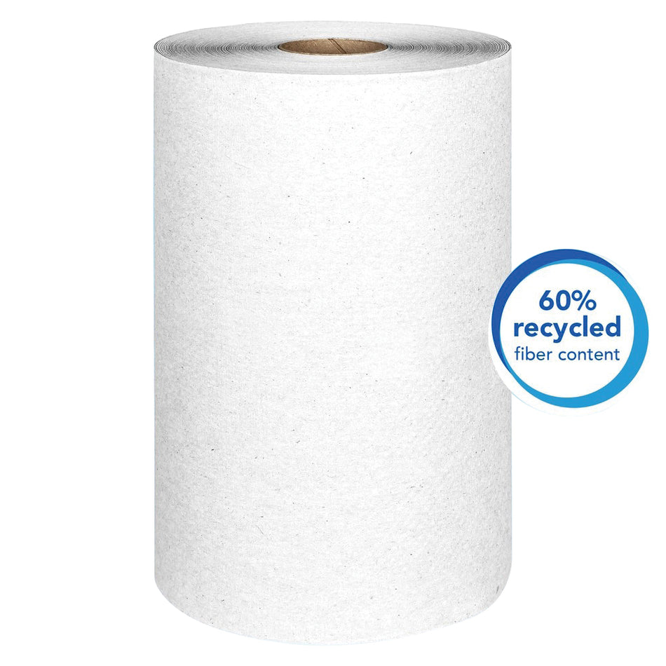 Scott® 02068 Hard Roll Towel, 8 in W, White, 1-Ply, Non-Perforated, 1-1/2 in Dia Core, 400 ft L Roll