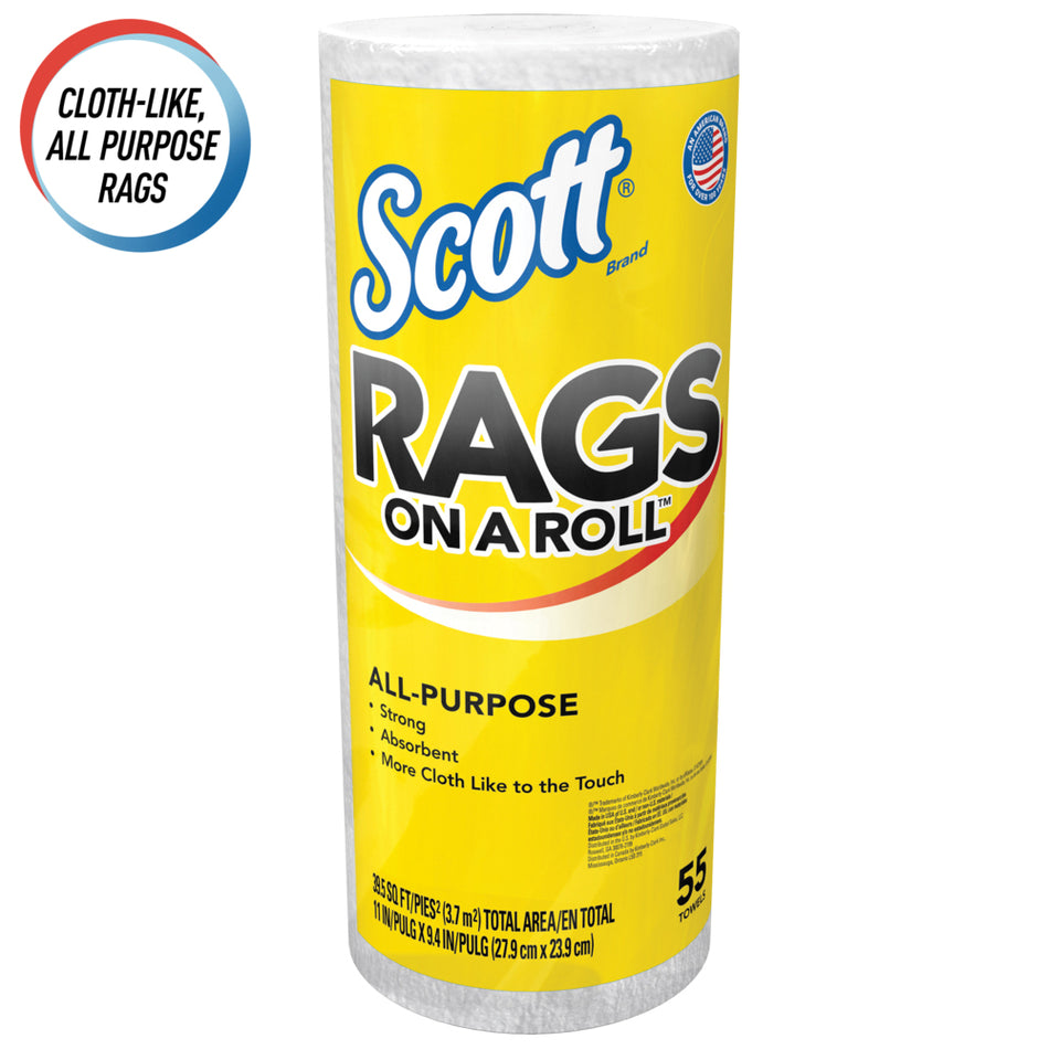 Scott® Shop 75230 Disposable Rag Roll, White