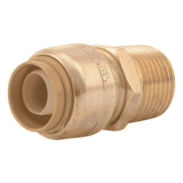 SharkBite™ U120LFA Straight Adapter, 1/2 in Push-Fit x 1/2 in MNPT, Brass