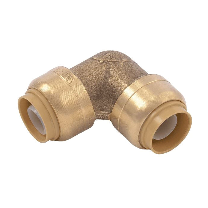 SharkBite™ U248LFA 90 deg Elbow, 1/2 in Push-Fit x 1/2 in Push-Fit, Brass, Chrome-Plated