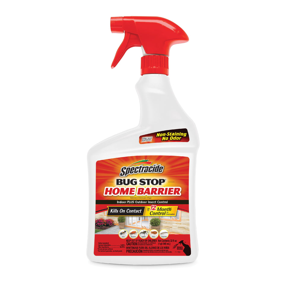 Spectracide® Bug Stop® Home Barrier HG-96427 Insecticide, Liquid, Aromatic Solvent, Pyrethroid, Indoor/Outdoor, 32 oz