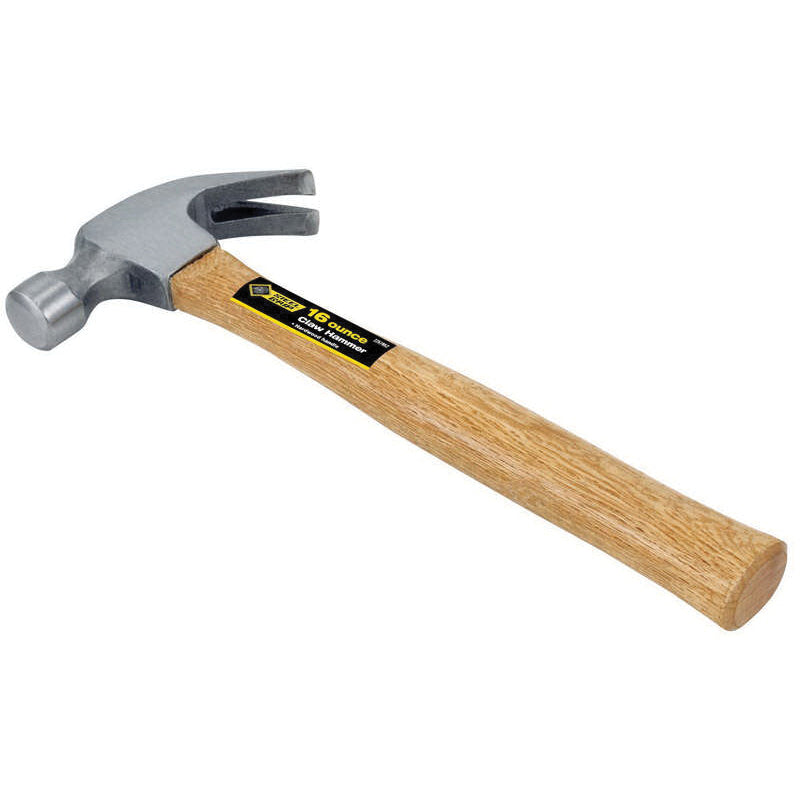 Steel Grip® 2257962 Claw Hammer, 16 oz Head, Steel Head, Wood Handle, 13 in OAL