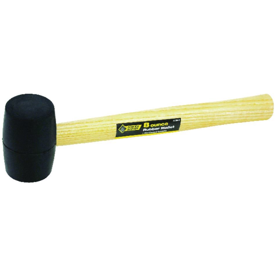 Steel Grip® 2258622 Mallet, 8 oz Head, 1-3/4 in Dia Face, Rubber Head, Wood Handle, 11-3/4 in OAL