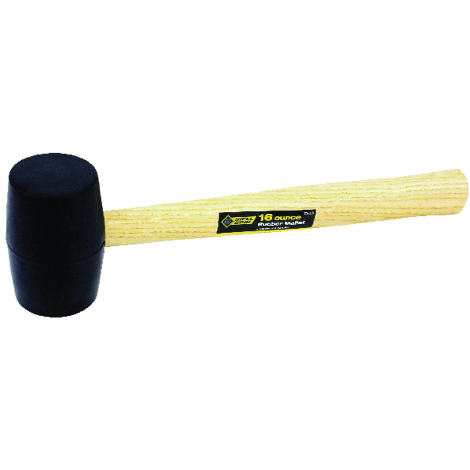 Steel Grip® 2259323 Mallet, 16 oz Head, 2-1/4 in Dia Face, Rubber Head, Wood Handle, 13 in OAL