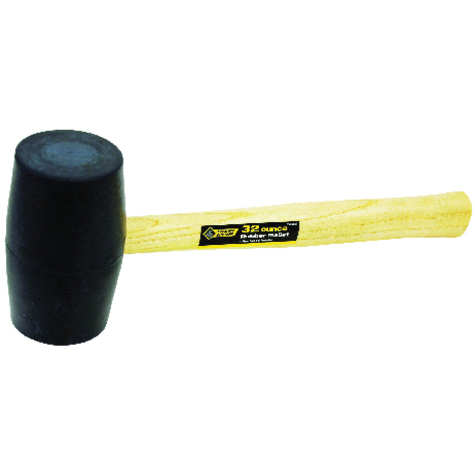 Steel Grip® 2260099 Mallet, 32 oz Head, 3 in Dia Face, Rubber Head, Wood Handle, 13 in OAL