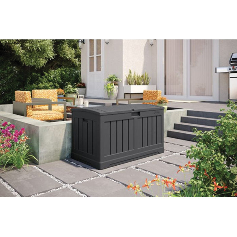 Suncast® DB5025P Medium Deck Box, 36-3/4 in W, 21-3/4 in H, 20-1/4 in D, 50 gal Storage, Arched Cover/Lid, Resin