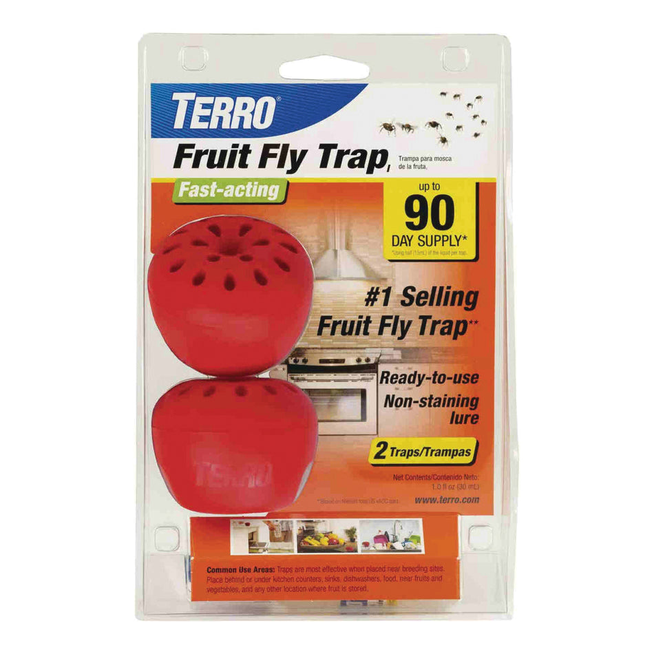 TERRO® T2502 Fruit Fly Trap, 0.5 oz Capacity, Liquid, Vinegar-Like