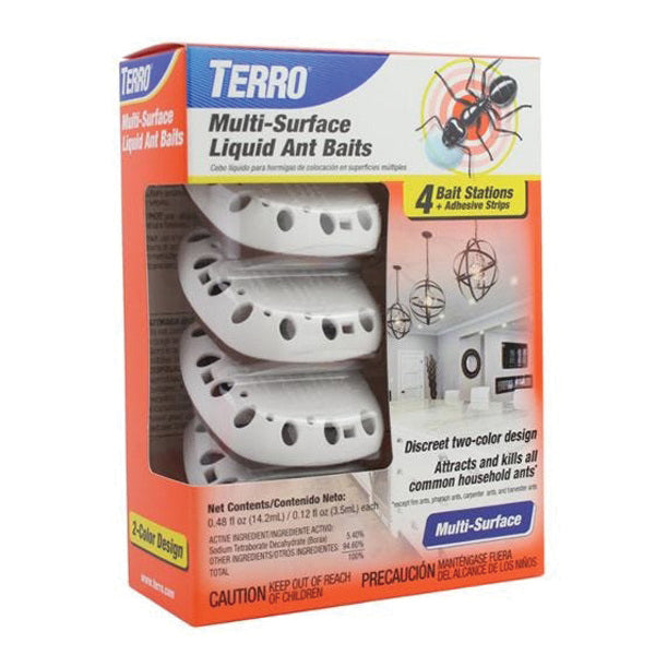 TERRO® T334B Multi-Surface Liquid Ant Bait, Liquid, Sweet, Attracts: Ant, 4, Pack