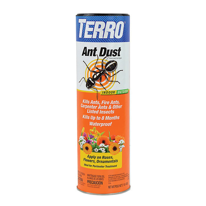 TERRO® T600 Ant Dust, Powder/Solid, Odorless Odor/Scent, Indoor/Outdoor, Hand Duster, Paint Brush Application, 1 lb