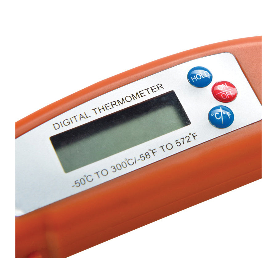 TRAEGER BAC414 Instant Read Thermometer, -58 to 572 deg F, LCD Display, Orange