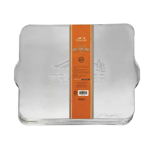 TRAEGER BAC507 Drip Tray Liner, 22 in L, 15-1/2 in W, Aluminum, Silver