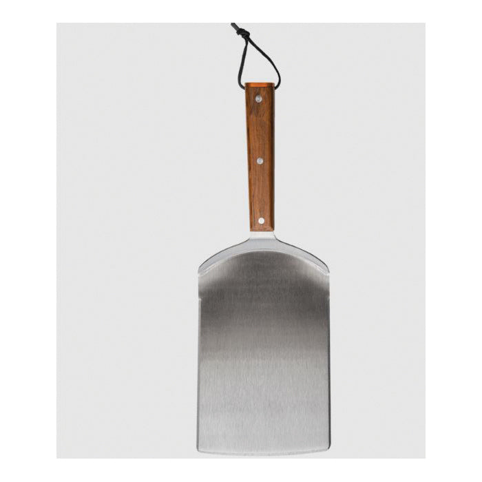 TRAEGER BAC532 BBQ Spatula, Beveled Blade Edge, 6 in W Blade, 10 in L Blade, Stainless Steel Blade, Teak Wood Handle