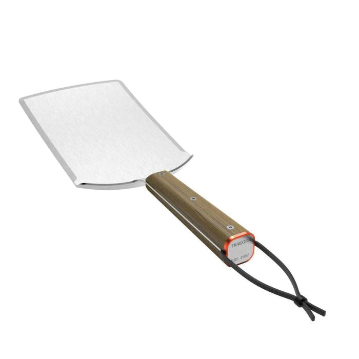 TRAEGER BAC532 BBQ Spatula, Beveled Blade Edge, 6 in W Blade, 10 in L Blade, Stainless Steel Blade, Teak Wood Handle