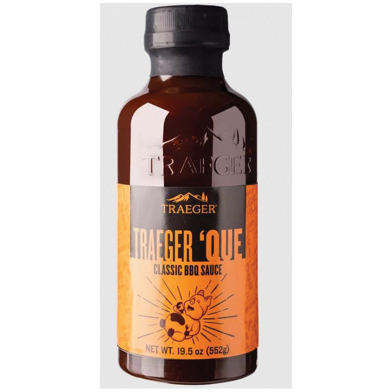 TRAEGER SAU039 Que BBQ Sauce, Smoky Hickory, Sweet Brown Sugar, Tangy Vinegar Flavor, 16 oz Bottle