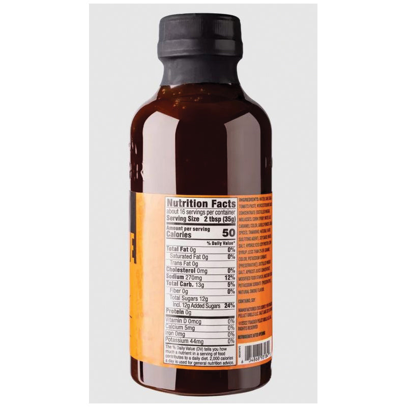 TRAEGER SAU039 Que BBQ Sauce, Smoky Hickory, Sweet Brown Sugar, Tangy Vinegar Flavor, 16 oz Bottle