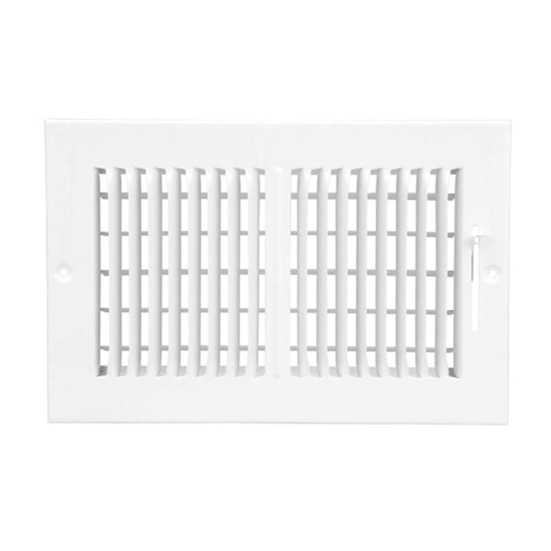 TRUaire® 100 Series C102M10X06 Ceiling/Sidewall Floor Register, 2-Way Deflection, Steel, Powder-Coated, Pristine White