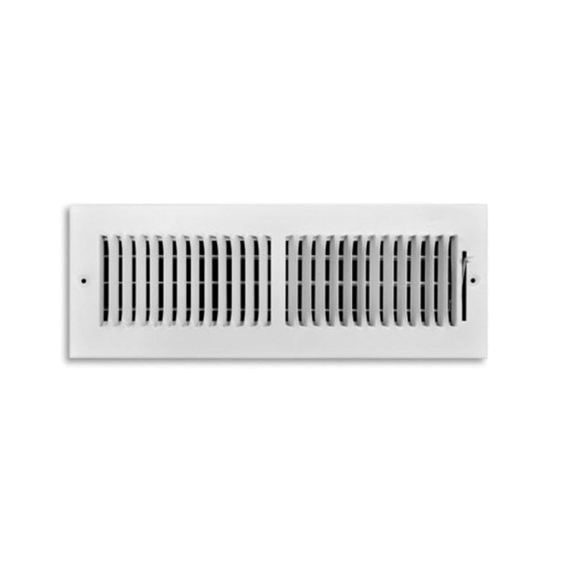 TRUaire® 100 Series C102M14X04 Ceiling/Sidewall Floor Register, 2-Way Deflection, Steel, Powder-Coated, Pristine White