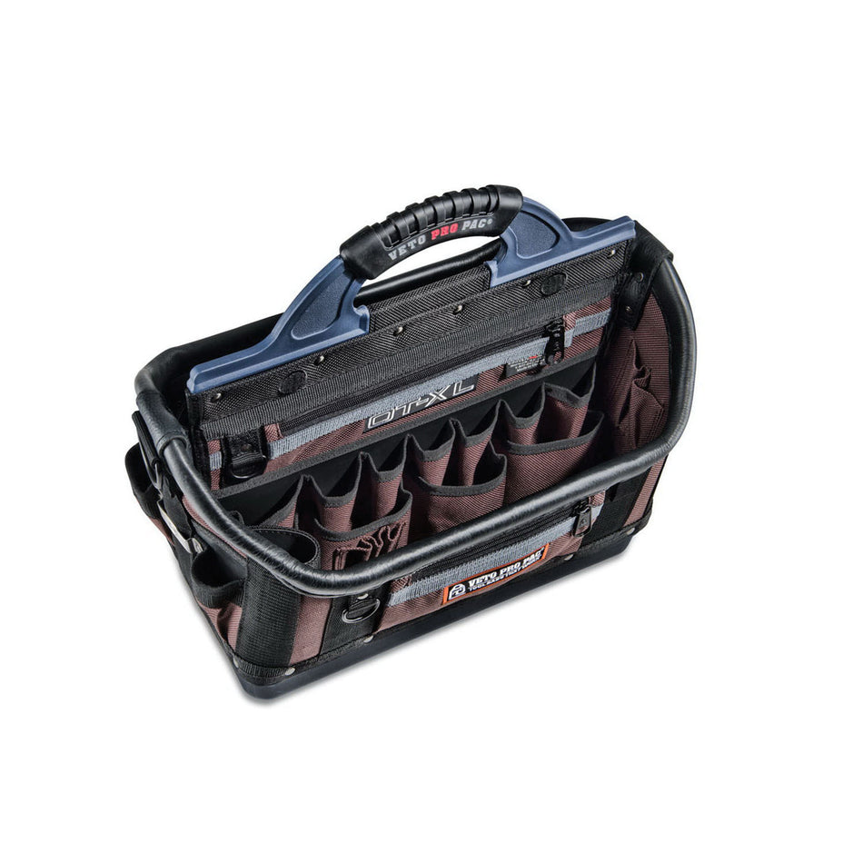 VETO PRO PAC® Contractor OT-XL Tool Bag, 9-1/2 in W, 17 in H, (40) Open, (4) Zippered -Pocket, Zipper Closure