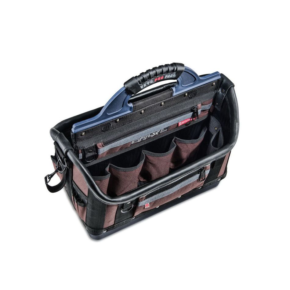 VETO PRO PAC® Contractor OT-XL Tool Bag, 9-1/2 in W, 17 in H, (40) Open, (4) Zippered -Pocket, Zipper Closure