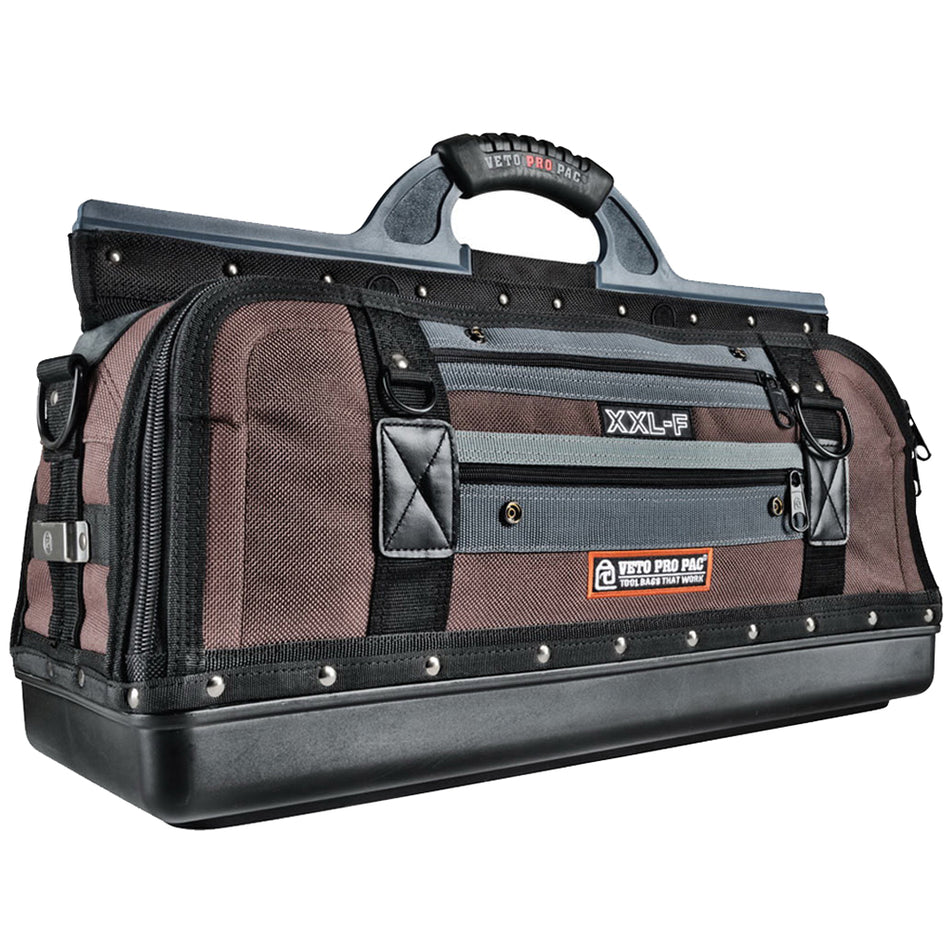 VETO PRO PAC® Contractor XXL-F Tool Bag, 9-1/2 in W, 17 in H, 47-Tiered Tool, 1-Zippered -Pocket, Zipper Closure