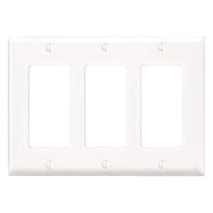 Leviton® 80411-W Wallplate, 3 -Gang, Rectangular, Thermoset, White