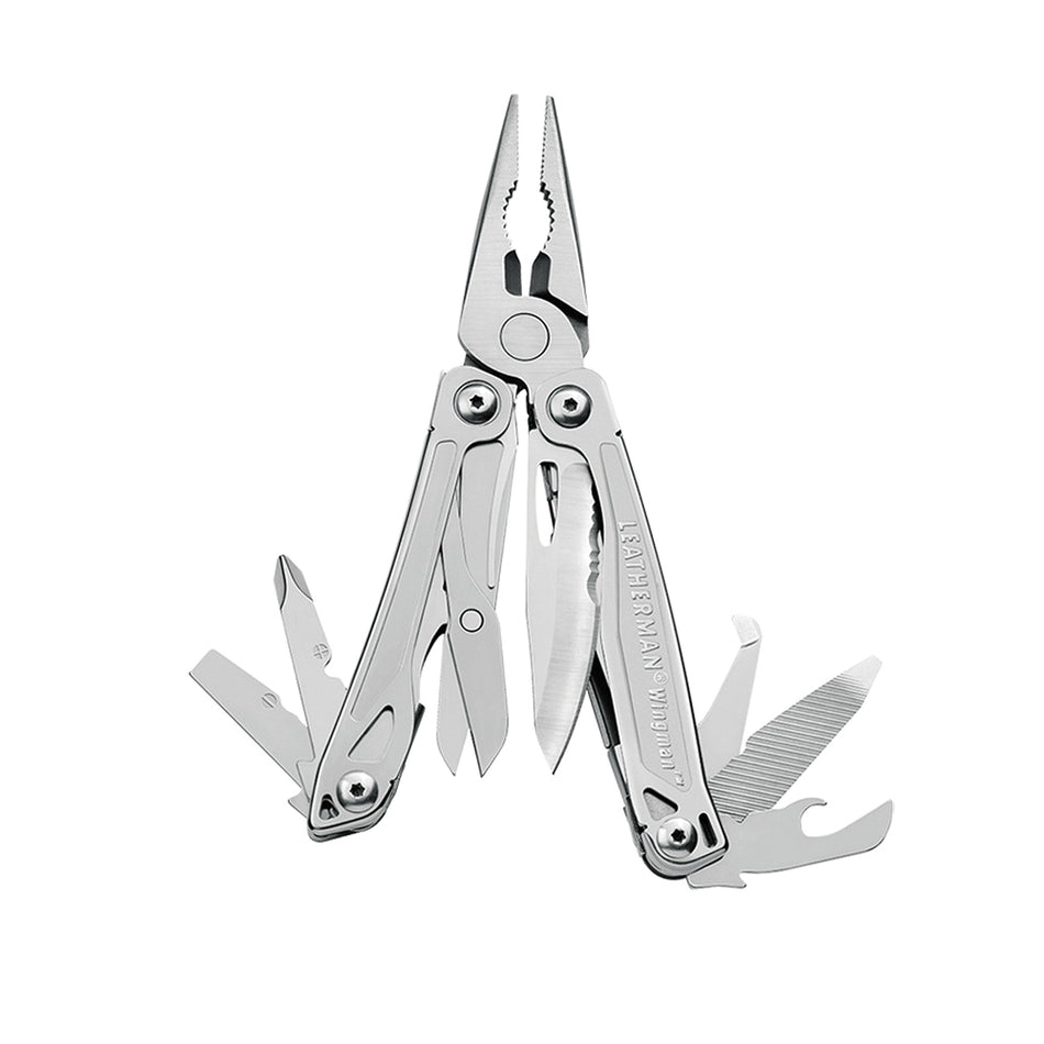 Leatherman® WINGMAN® 831425 Multi-Tool, 14 -Blade, 2.6 in L Blade, Stainless Steel Handle, Silver Handle