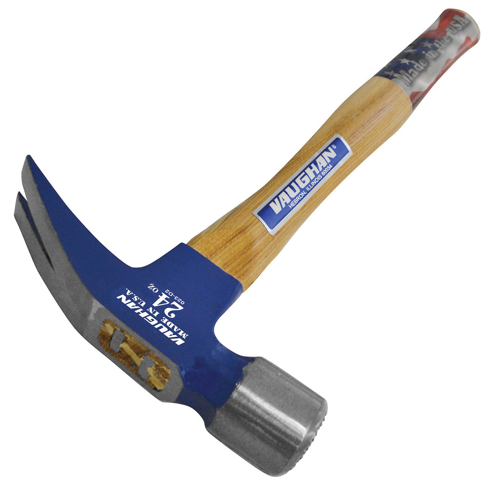 VAUGHAN® 999 Series 12320 Framing Hammer, 24 oz Head, Hickory Wood Handle