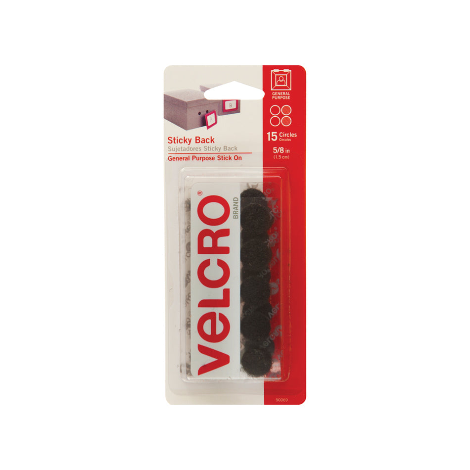 VELCRO® Sticky Back™ 90069 General Purpose Fastener, 5/8 in W, Nylon, Black