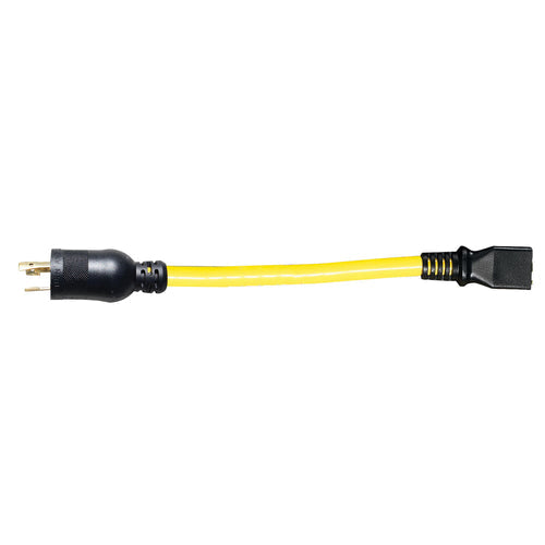 Voltec 04-0092N Heavy-Duty Locking Plug to U-Ground Connector, 1 ft OAL, 15 A, 12 AWG Wire, Yellow