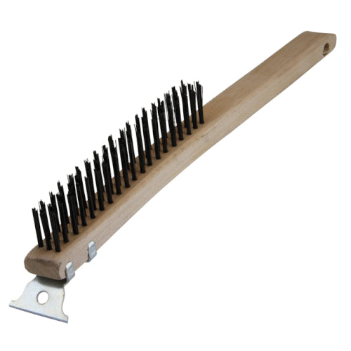 WARNER® 11081 Wire Brush, 3 in W Brush, 13-5/8 in L Brush, Steel Bristle, Wood Handle, 19 in OAL