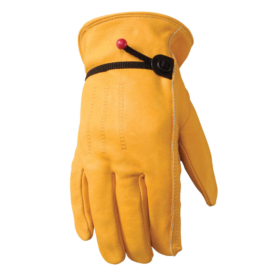 WELLS LAMONT® 1132S Adjustable Work Gloves, Men, S, Leather Glove, Gold/Yellow Glove