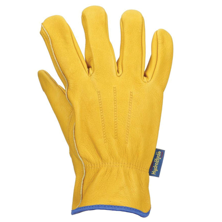 WELLS LAMONT® HydraHyde® 1168M Work Gloves, M, Leather Glove, Gold/Yellow Glove, Leather Palm, Elastic Wrist Closure