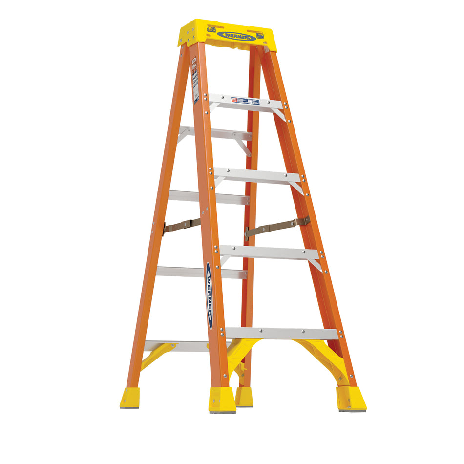 WERNER® 6205 Single-Sided Step Ladder With (1) Parts Tray and (2) Paint Tray Slots, 300 lb Load, 5 ft H Ladder