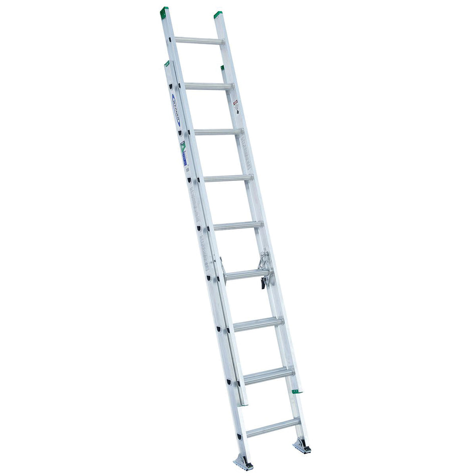 WERNER® D1216-2 Multi-Section D-Rung Extension Ladder, 225 lb Load, Aluminum