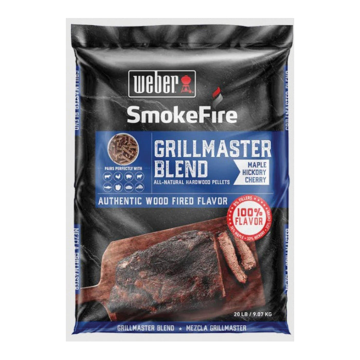 Weber SmokeFire 190001 Grill Master Blend Pellet, Cherry/Hickory/Maple Flavor, Hardwood, 20 lb Bag