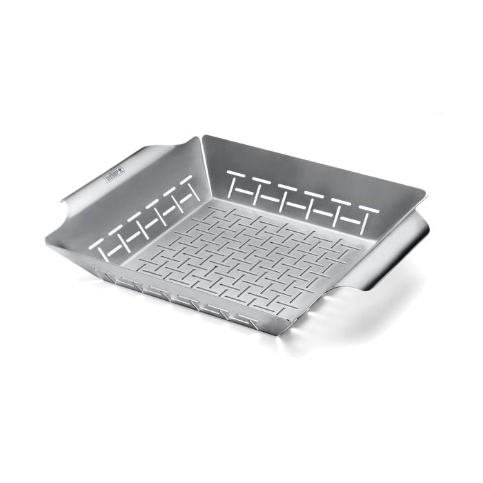 Weber 6434 Deluxe Grill Basket, 29.97 cm W Basket, Stainless Steel Basket, Easy Grip Handle, Stainless Steel Handle