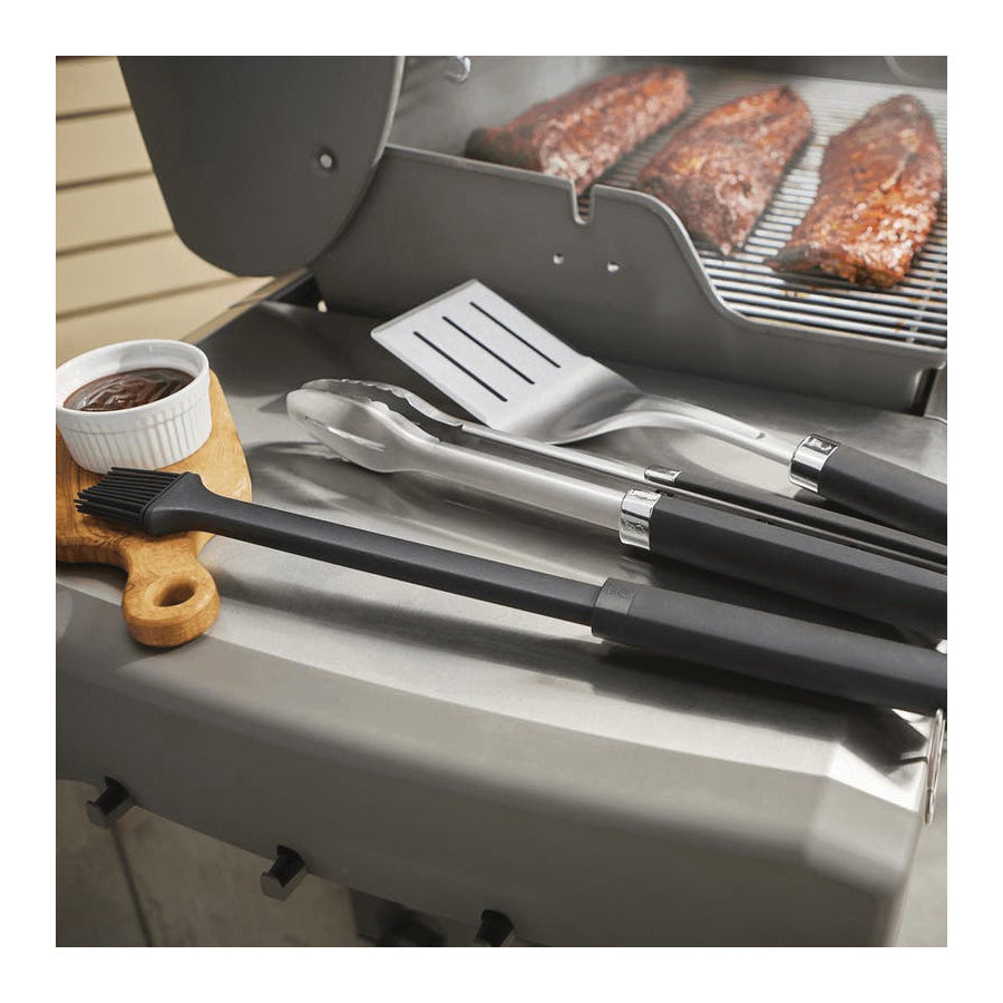 Weber 6772 3-Piece Precision Grill Set, Basting Brush, Locking Tong, Spatula Tool, 3 -Tool