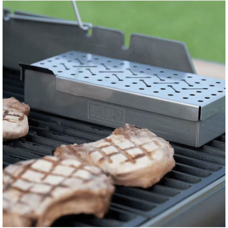 Weber 7576 Smoker Box, 4.7 in W, 2 in H, 9.7 in D, Stainless Steel, For Use With: Q200/2000 and Larger Gas Grills