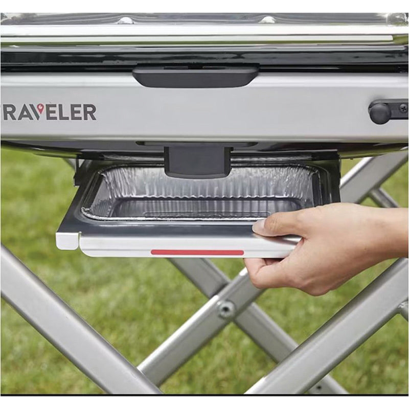 Weber Traveler® 9010001 Portable Gas Grill, Liquid Propane Fuel, 1-Burner, 13000 Btu/hr, Iron