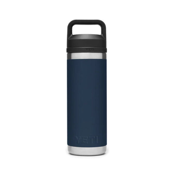 YETI® Rambler® 21071060021 Bottle, 18 oz Capacity, 18/8 Stainless Steel Bottle, Navy Bottle, Shatter-Resistant Chug Lid