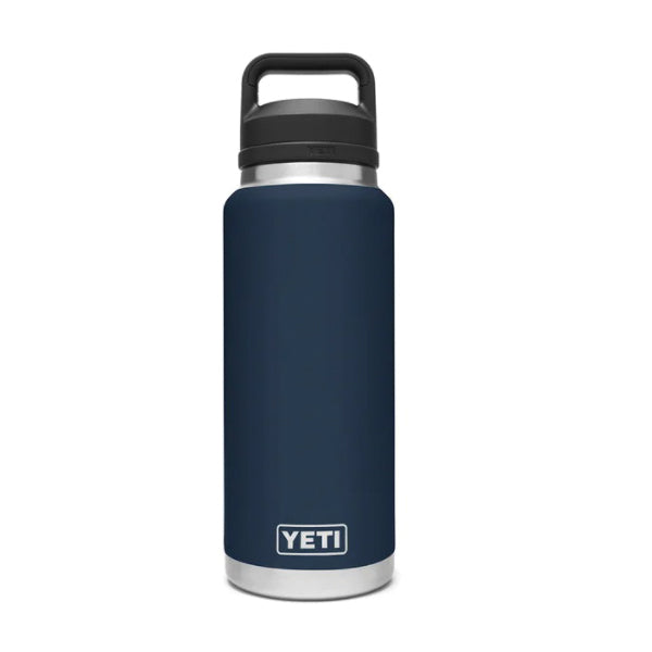 YETI® Rambler® 21071070017 Bottle, 36 oz Capacity, 18/8 Stainless Steel Bottle, Navy Bottle, Shatter-Resistant Chug Lid