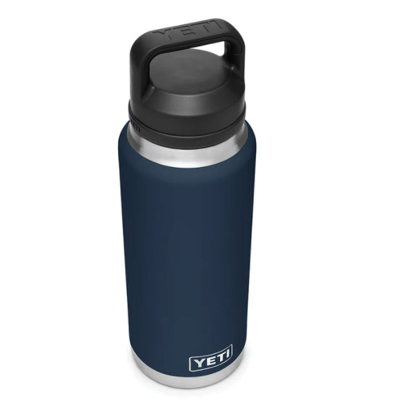 YETI® Rambler® 21071070017 Bottle, 36 oz Capacity, 18/8 Stainless Steel Bottle, Navy Bottle, Shatter-Resistant Chug Lid