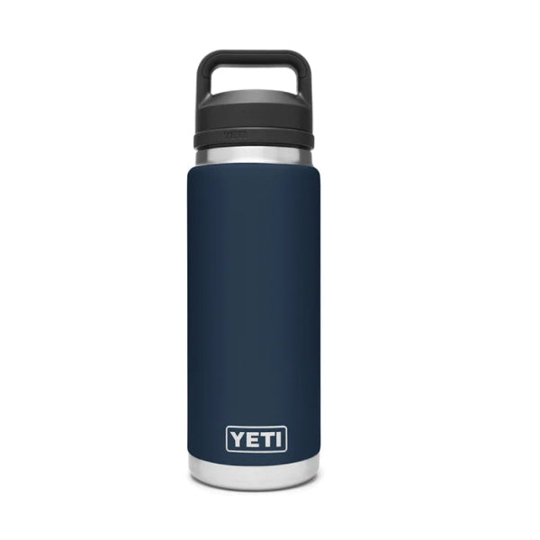 YETI® Rambler® 21071200021 Bottle, 26 oz Capacity, 18/8 Stainless Steel Bottle, Navy Bottle, Shatter-Resistant Chug Lid