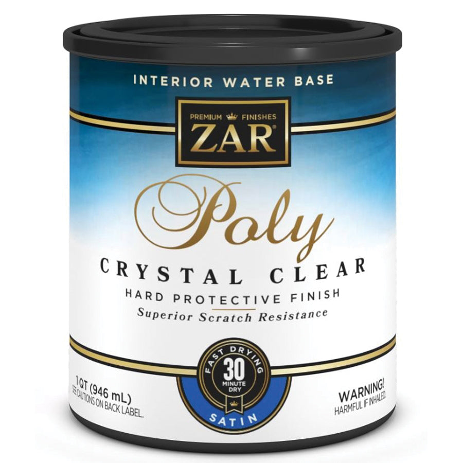 ZAR® 32512 Interior Poly Finish, Water Base, Crystal Clear, 400 to 500 sq-ft Coverage Area, 1 qt