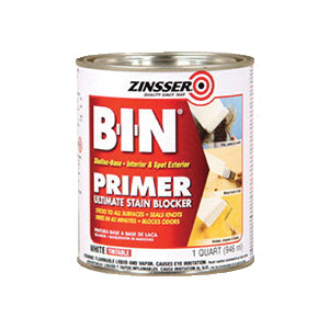 ZINSSER® B-I-N® 00904 Primer, Shellac Base, White, 550 g/L VOC, 500 sq-ft Coverage Area, 1 qt