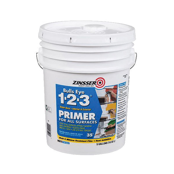 ZINSSER® 02000 Primer, Water Base, White, <100 g/L VOC, 450 sq-ft Non-Porous, 350 sq-ft at Porous Coverage Area, 5 gal