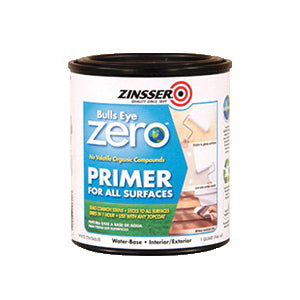 ZINSSER® Bulls Eye Zero™ 249019 Primer Sealer, Water Base, White, 0 g/L VOC, 400 sq-ft/gal Coverage Area, 1 qt