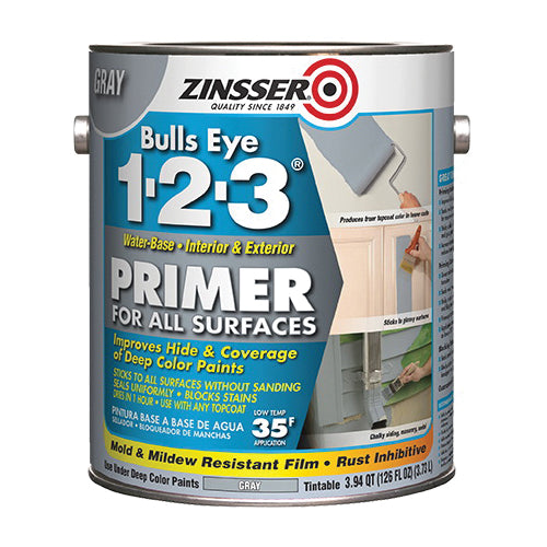 ZINSSER® 285085 Primer, Water Base, Gray, <100 g/L VOC, 400 to 450 sq-ft Coverage Area, 1 gal